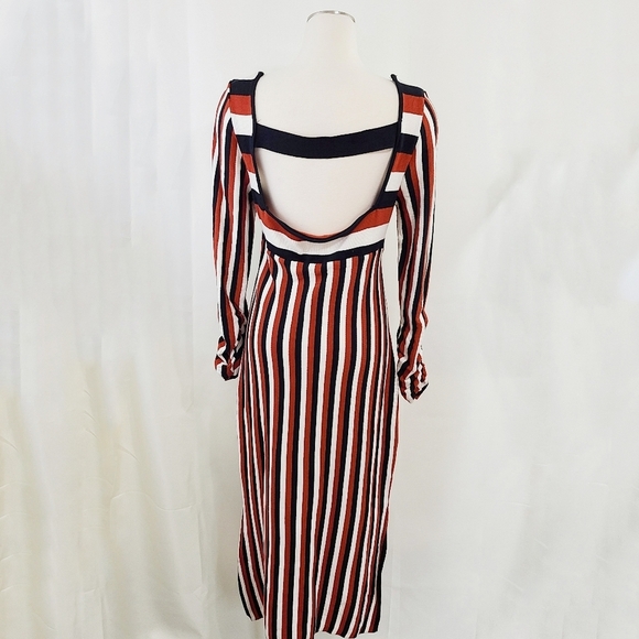 Anthro Maeve Striped Sweater Midi Dress black rust orange womens size medium - Picture 4 of 8